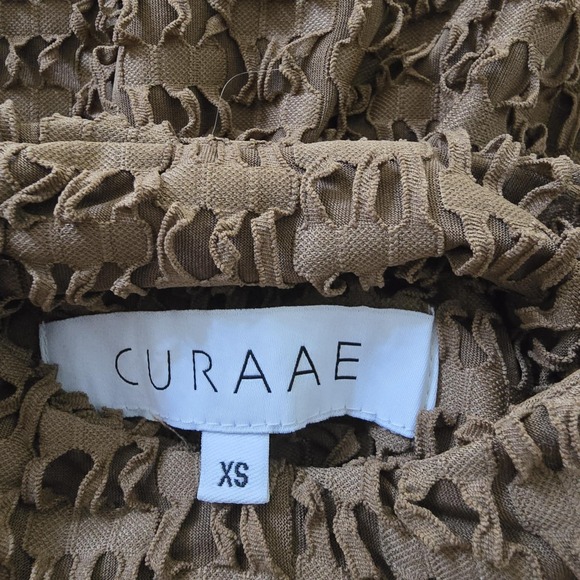 Curaae Textured Top Women's XS Brown Lined Stretch Sleeveless Mock Neck Pullover - Picture 4 of 7